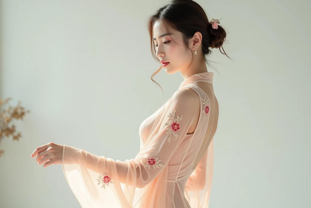 áo dài voan lưới